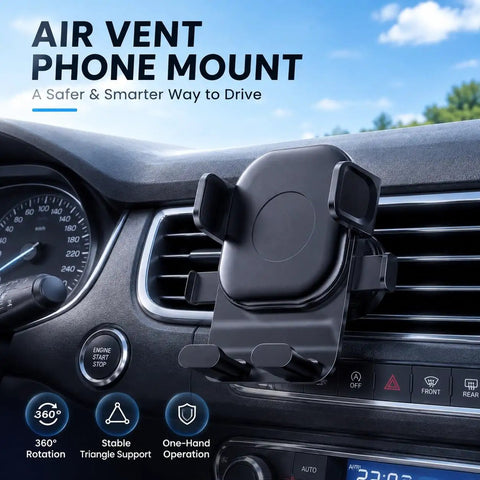 Road Ready Car Phone Mount For Tesla Cybertruck Model 3 Model S With Smooth Operator One Hand Twist And 360 Rotating Air Vent Stand