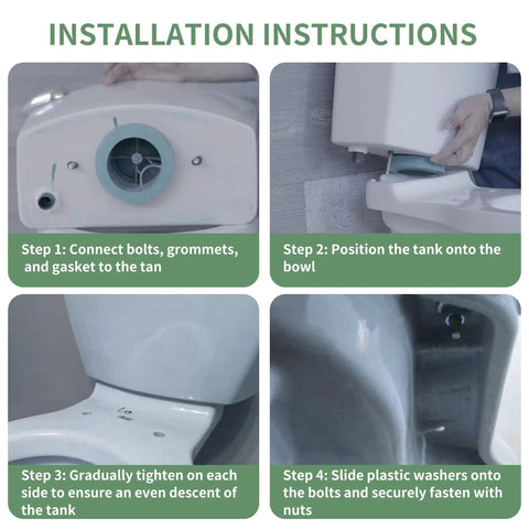 Toilet Tank To Bowl Coupling Kit With 3 Inch Gasket Set Green Washer White Washer Black Ring Long Bolts Hex Nuts And Locking Rings installation guide