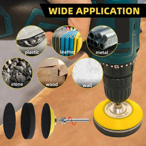 251 Piece All In One 2 Inch Sanding Disc Drill Polishing Kit with applications for plastic, leather, metal, stone, wood, wall