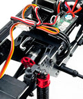 Built Different 1/18 Scale Brushless Rc Truck Crawler Rtr showing detailed wiring and motor setup with steel core gears.