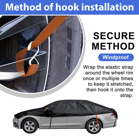 Half Car Cover For SUVs With Cotton Liner Hail Protector Sunroof And Windshield Cover All Season Weatherproof Vehicle Shield installation