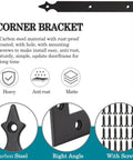 Diagram of Barn Door Corner Bracket Set 7 Point 7 Inch Matte Black Rustic L Brackets For Sliding Doors Garage with screws shown