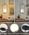 Modern Black Pendant Light With White Glass Globe Shade For Kitchen Island And Bedroom Matte Finish Ceiling Fixture Large Globe Pendant Light For Bedside Living Room Or Hallway Industrial Contemporary Style