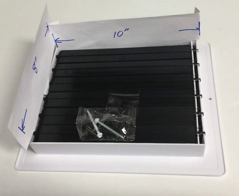 Three Way Plastic Side Wall Ceiling Register In White For Duct Opening Outside 12W x 10H Inside 10W x 8H With Rust Proof All Plastic Build