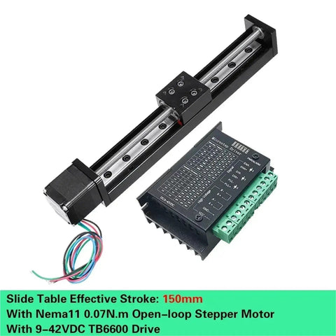 Rock Solid Motorized Slide Table With T Type Linear Guide Rail Stage And Mini Sliding Platform For Dead Nuts Accurate Z Axis Motion Control In Custom Automation Projects with Nema11 stepper motor and TB6600 drive