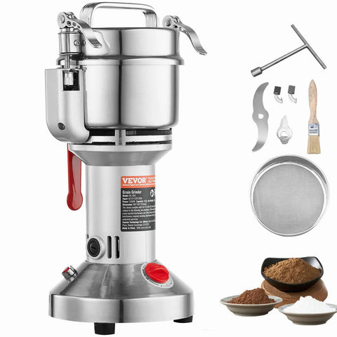 Ultra Fast 1500W Electric Grain Mill Grinder For Dry Grains Spices Coffee Corn Pepper, 300g Capacity, Stainless Steel