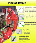 Pro Grade Fiberglass High Voltage Insulated Rescue Hook Telescopic Pole in use by lineman, featuring extendable interface and insulated handle.