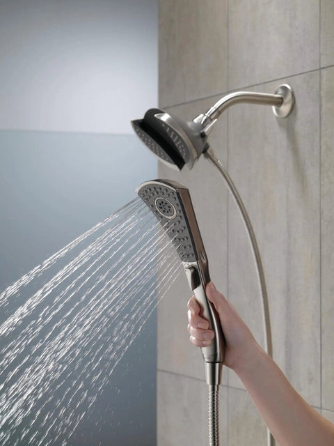 Two In One Dual Shower Head With Handheld Spray In Chrome, Detachable Shower Head With Hose in use
