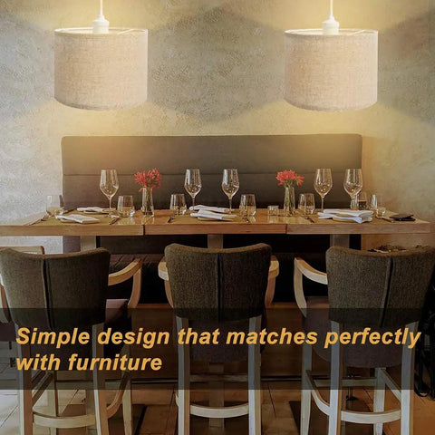 Plug In Pendant Light With 15 Ft Clear Cord Beige Linen Shade On Off Switch Hanging Ceiling Light For Dining Area