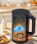 Double Wall 1.7L Electric Kettle With Cool Touch Exterior No Burn Hands Safety Rapid 1500W Boil Stainless Steel Water Boiler