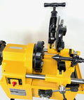 Bluerock Power PTM50-C Electric Motorized Pipe Threader with yellow casing and controls for cutting and threading pipes.