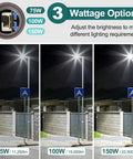 Super Bright LED Parking Lot Light With Dusk-to-Dawn Photocell, 75W 100W 150W Wattage Options Display