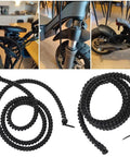 2 Pack Bike Brake Cable Housing Protectors Non Scratch Rubber Frame Guards Sleeve Spiral Covers shown on bike and unwrapped