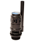 Genuine Dual Flush Valve Replacement Button For 3 Inch Toilets shown from side, plastic construction with chrome finish panel, tube visible.