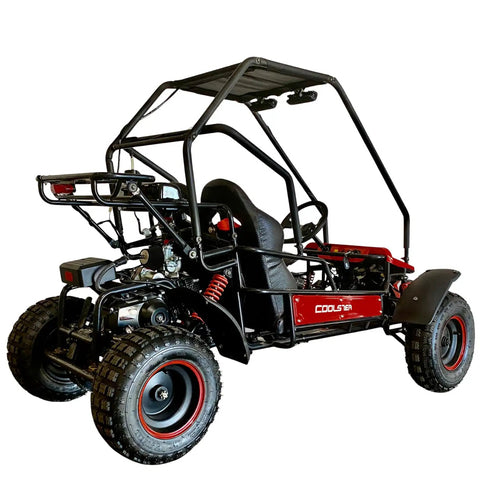Black and red 125cc Premium Two Seater Go Kart With Automatic Transmission And Reverse LED Headlights Safety Speed Governor Off Road Buggy