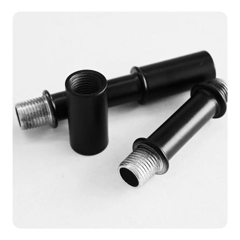 Top Tier Four Pack Black Lamp Stem Extension Kit Two Inch Straight Pipe Rods With Solid Couplings M10 Double Threaded Hardware.