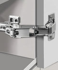 Slam Free 170 Degree Cabinet Hinges Two Pack Full Overlay Heavy Duty Steel Concealed Soft Close Hardware on cabinet door.