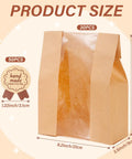 Product size illustration of Large Kraft Paper Bread Bags With Window 13.7 Inch By 8.2 Inch By 3.5 Inch 30 Pack for baked goods