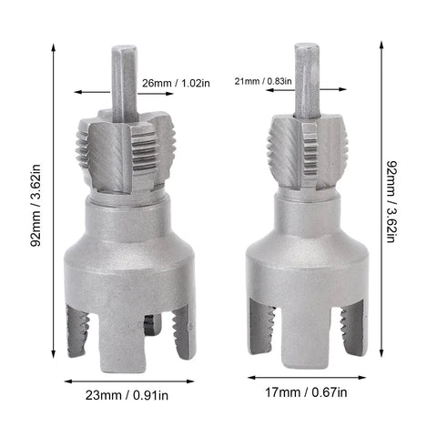 Heavy Duty Oumefar Pipe Threading Kit With Double Function For Cutting Threads Fast On Pvc And Mpp Plastic Pipes 1 2 In 3 4 In Sizes. Top Tier 40Cr Alloy Steel Construction Made For Tough Home Repairs And Professional Electrical Installations Without. 40Cr steel pipe threader heads, 92mm tall with 26mm and 21mm shanks