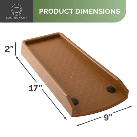 17-Inch Downspout Splash Block And Gutter Extender Kit, brown, product dimensions 17x9x2 inches, displayed on white background