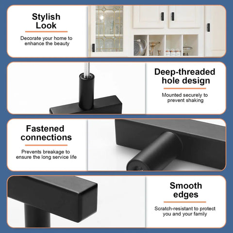 30 Pack Square Cabinet Knobs Slick Matte Black 2 Inch Length Single Hole Drawer Pulls For Cabinets Kitchen Bedroom Bathroom Office Stainless Steel Finish Durable Hardware For Modern Furniture Makeovers