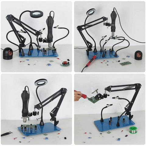 Magnetic Helping Hands Soldering Clamp 2 In 1 Third Hand Workstation with Magic Arm and 360 Degree Holder for Electronics Repair
