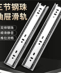 Three Section Steel Ball Bearing Drawer Slides Set Silent Side Mounted Cabinet Slides 16 Inch Black 2 Pack Built To Last