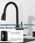 Top Shelf Solid Brass Dishwasher Air Gap Cover And Kitchen Sink Overflow Vent Cap Replacement Kit In Oil Rubbed Bronze Finish installed beside faucet.