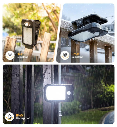 Clip On Solar Lights 4 Pack With 60 LED 500LM Motion Sensor USB And Solar Powered Waterproof Security Lights for outdoor use