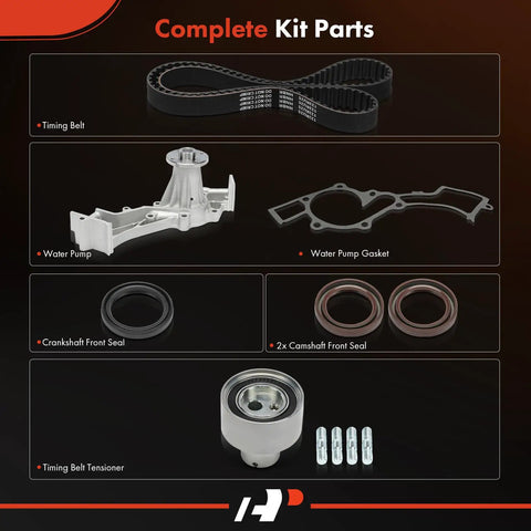 Beefed Up Engine Timing Belt Kit With Water Pump For 3.3L V6 Nissan Frontier 1999-2004 components overview.