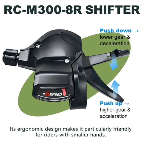 Dope 8 Speed Bike Shifter Lever Set For 3x8 Drivetrain, ergonomic right shifter with gear indication, black
