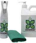 Enviromint Aromatherapy Stainless Steel Cleaner And Polish Concentrate Kit with sprayer, 64 fl oz jug, microfiber towel.