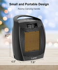 Portable Ceramic Space Heater With Digital Display And Touch Controls, 1500W Heats Up Fast, Built In Handle on table