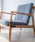 Mid-century modern chair with wooden frame showcasing Beefy L Shaped Corner Brackets 4 By 4 By 1.25 Inch for support