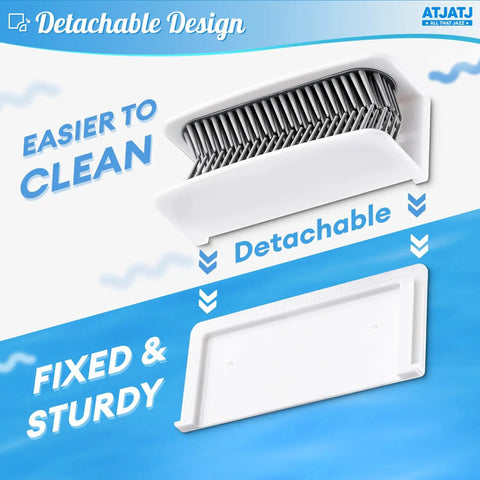 Large White Shower Hair Catcher With Flexible Silicone Bristles Works As Ultimate Drain Protector For Bathrooms showing detachable design for easy cleaning.