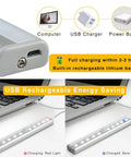 USB charging for Go To Cordless Under Cabinet LED Lights With Remote Control Rechargeable 20 LED Dimmable Closet Light.
