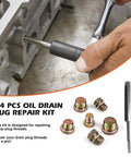 Installed view of Luney 114PCS oil pan drain plug repair kit repairing sump plug threads in engine.