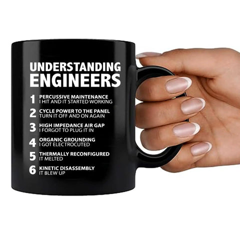 Funny Engineer Gifts Ceramic Mug 11 Oz Black For Engineers Engineering Students Teachers Dads Boyfriends Brothers Husbands From Wife Or Girlfriend The Ultimate Coffee Mug For Work And Class with humorous text