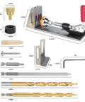 All Metal Pocket Hole Jig Kit for DIY Woodworking, Upgraded Dowel Screw Jig Set with tools, drill bits, and components.