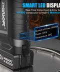 Pro Press Tool For Copper Pipes With 32kN Crimp Power 18V Brushless Motor Includes Six US Standard Jaws From One Half Inch To Two Inch 2x 4Ah Batteries Heavy Duty Propress Electric Pipe Crimping Kit For Fast Leak Free Plumbing with smart LED display.