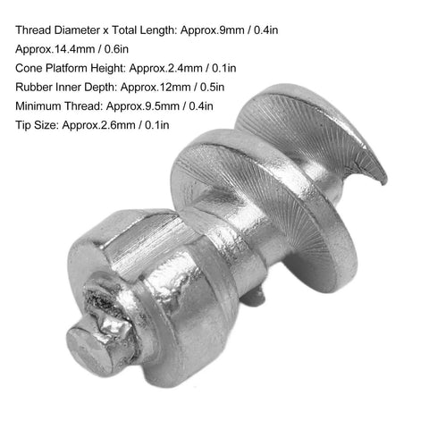 Close-up of a tungsten steel tire stud with dimensions for 50 Pcs Tire Studs Tungsten Steel Snow Spikes For Off Road Vehicles With Motorcycle And Auto Applicability, Delivers Solid Traction In Snow And Ice, All Season Anti Skid Grip For Cars Trucks And SUVs, Easy Install For Safer Winter Rides