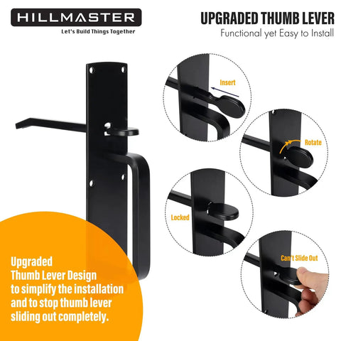 Self Closing Thumb Gate Latch For Wooden Metal And Vinyl Fences Built Tough Heavy Duty Black Finish with upgraded thumb lever