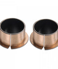 Flanged Sleeve Bearing Set 25mm Bore 28mm OD 20mm Length 35mm Flange Dia 1.5mm Flange Thickness Oilless Bronze Sintered Coated Bushings Dual Pack Carbon Steel Base Low Friction Maintenance Free High Load Capacity, dual bronze bushings