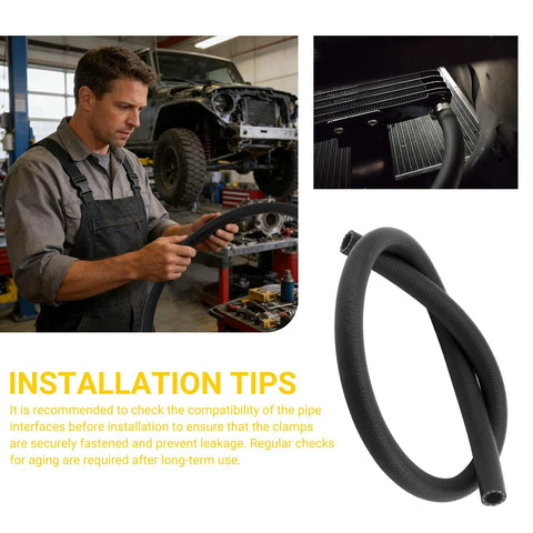 Mechanic inspects Half Inch ID Transmission Oil Cooler Hose Replacement For Transmission Line, heavy duty installation example