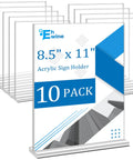 Crystal Clear 8.5 By 11 Inch Acrylic Sign Holder Set, 10 Pack, Double Sided, featuring product packaging