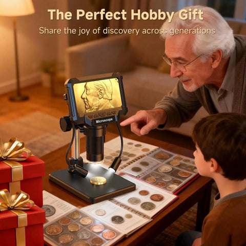 4.3 Inch LCD Digital Coin Microscope With Dual Side Lighting For Coin Collectors To Inspect Doubled Die RPM Scratches And Fine Mint Details Not Ideal For Capturing Full Views Of Large Coins.