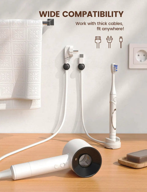 Go To Rotatable Cord Organizer 360 Degree Cable Clips Adhesive Wire Holder For Desk holding cables on wall