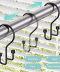 12 Pack Double Shower Curtain Hooks Rust Resistant Metal Rings With High Low Design To Separate Liner And Curtain for Smooth Glide in Black on rod