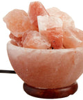 Himalayan Salt Lamp Bowl With Crystal Chunks, Dimmer Cord, And Classic Wood Base, Premium Authentic From Pakistan, Handcrafted Home Decor