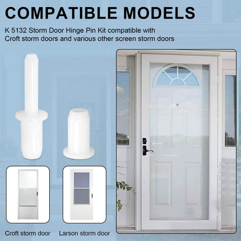 Six Sets Of 1-7/16 Inch Screen And Storm Door Hinge Pin Kit With White Nylon Pins For Croft Storm Doors, with Compatible Models